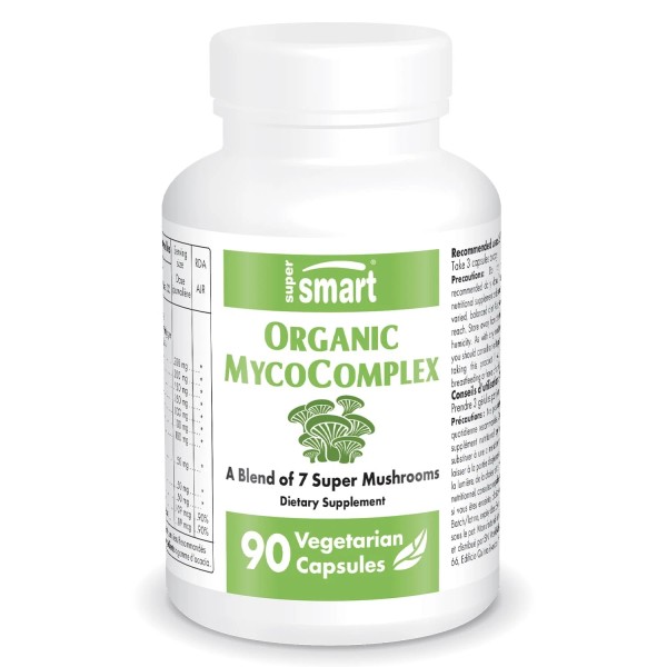 SuperSmart Organic MycoComplex High Strength - 7-in-1 Mushrooms Supplement -