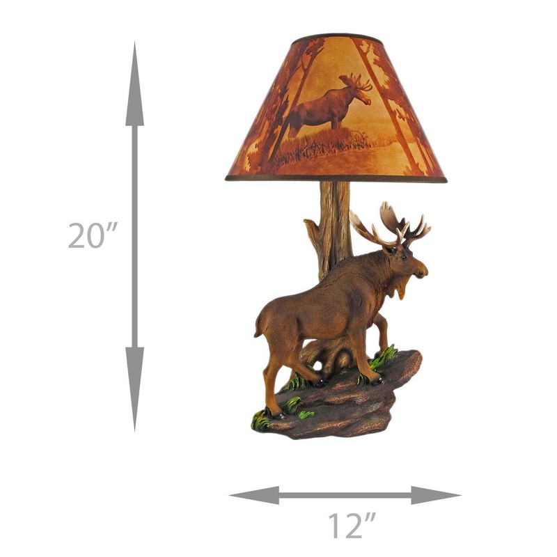 North American Bull Moose Table Lamp w/Shade