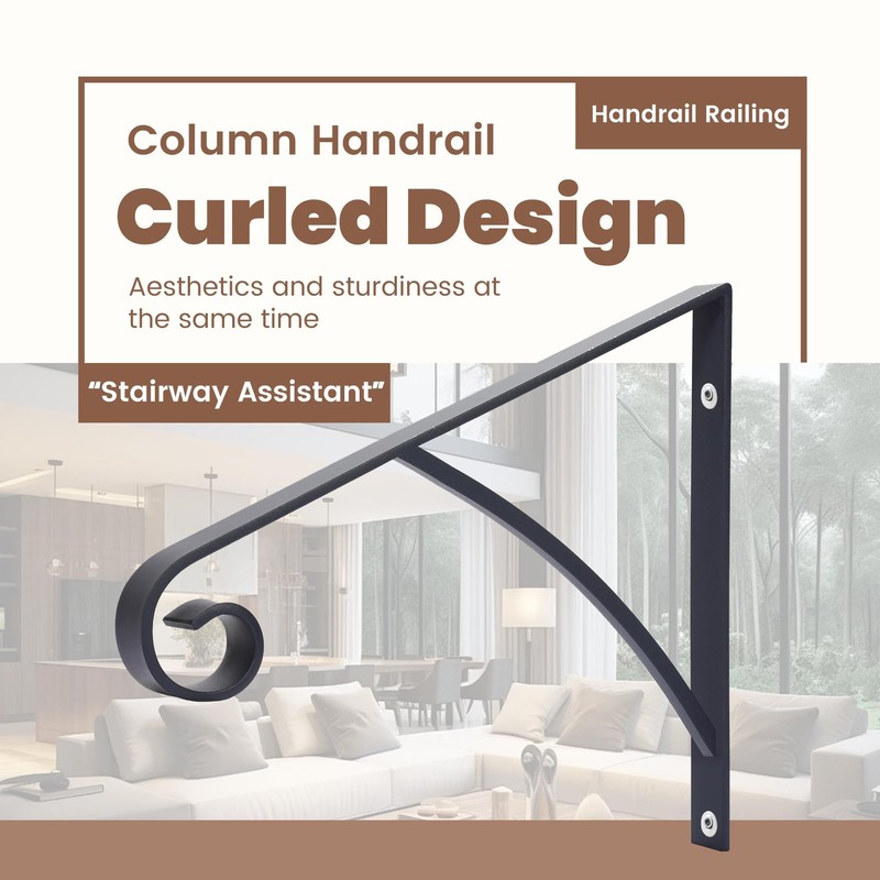Kojem Wall Mount Handrails for Outdoor Steps, Metal Wrought Iron