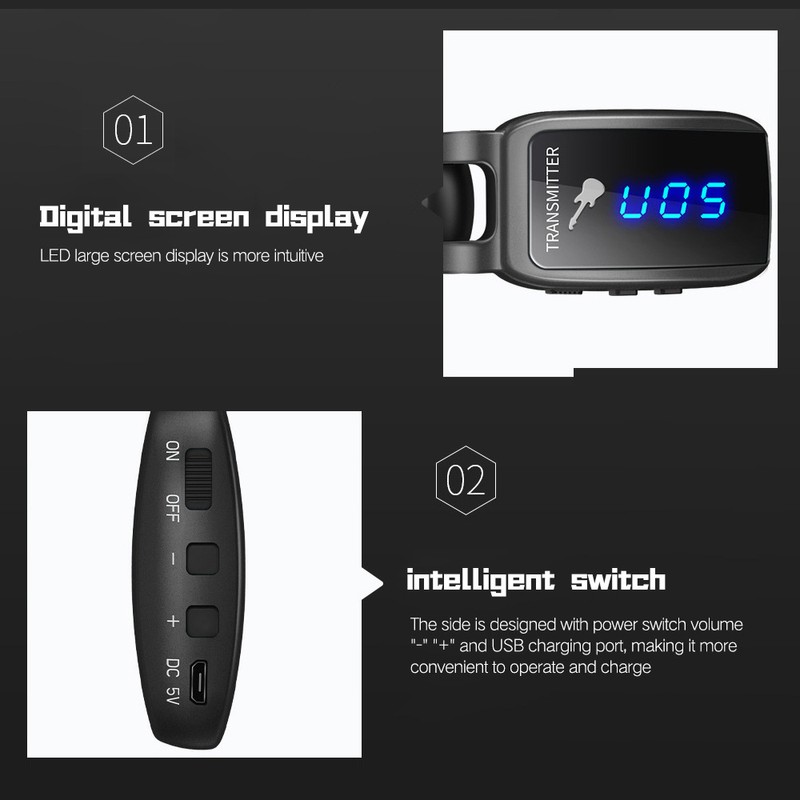 Wireless Guitar System Rechargeable Guitar Transmitter Receiver Set Electric Guitar