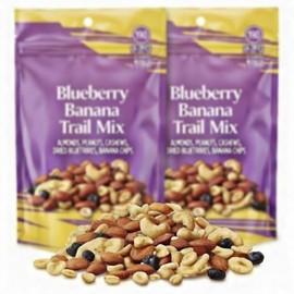 Banana Trail Mix – Almonds, Peanuts, Cashews, Dried Blueberries & Banana Chips – Gluten Free Fruit & Nut Keto Snack Mix – Nice 2 Pack (7oz Each, 14oz Total)