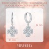 MINDDHA 18K White Gold Plated Drop Dangle Clover Huggie Hoop