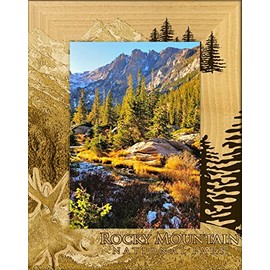 Rocky Mountain National Park with Moose Engraved Wood Picture Frame Portrait (4 x 6)