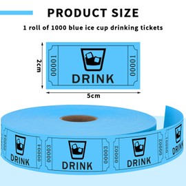 Moguri Pack of 1000 Value Tokens Roll, High-Quality Blue Drinks Vouchers for Events, Raffle, Discreet Charm and Practical Design