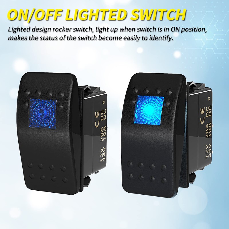 Joinfworld Marine Rocker Switch 12V 24V Lighted Rocker Switch 12