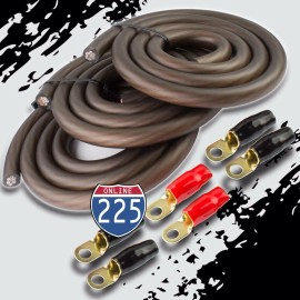 225FWY BIG 3 Upgraded 1/0 AWG Gauge Black Alternator Electrical Wiring Combo Kit