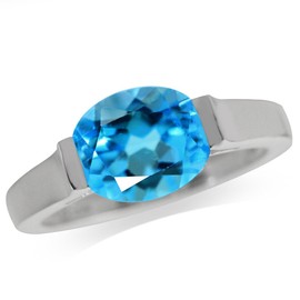 3.11ct. Genuine Swiss Blue Topaz 925 Sterling Silver Solitaire Ring Size 10