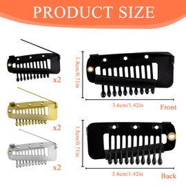 TamBee Chunni Clips with Safety Pins, 6 PCS Strong Chunni Grip Dupatta Clips U-shape Metal Wig Clips Hair Extension Clips With Safety Pin For Headscarf And Shirts (Multi-Color)