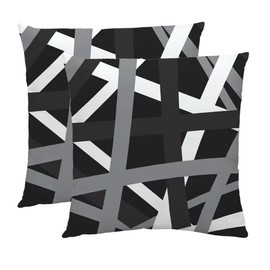 HYZUIMEI Double Sided Design Gray Black Stripes Decorative Throw Pillow Covers - Modern Pillow Cases for Home Decor, 18x18 Inches Set of 2 Boho Design Cushion Cover,Bedroom Bed Outdoor Couch Sofa ﻿