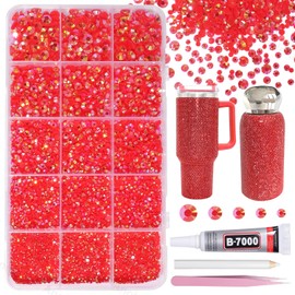 12000Pcs Red Color Rhinestones for Bedazzling, 2/3/4/5/6mm Mix Sizes Jelly Bedazzling Resin Gems,Red Gems Bedazzling for Crafting, Flatback Resin Rhinestones for DIY Face Makeup Crafts Tumblers