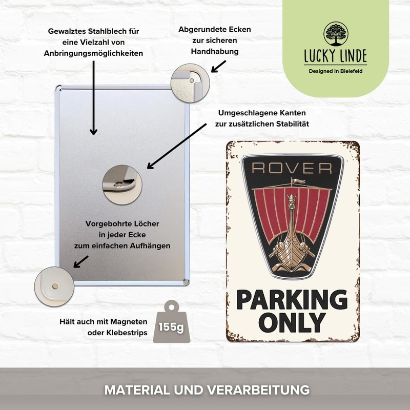 LUCKYLINDE Retro Tin Sign Suitable for Rover Oldtimer Fans and