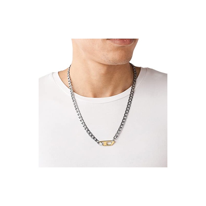 Diesel Men's Stainless Steel Chain Necklace, Stainless Steel, No Gemstone