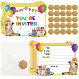 GOGOPARTY 20 Pcs Cute Animal Birthday Party Invitation Cards With Sticker Labels and Envelopes