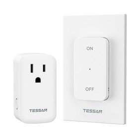 TESSAN Remote Control Outlet Wireless Wall Mounted Light Switch, Range 100FT Remote Control Outlet Plug, Wireless Light Switch for Indoor String Lights, Lamps, 1875W