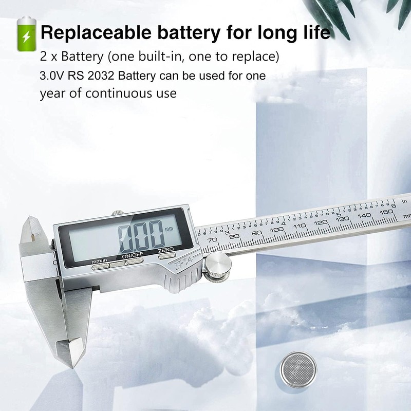 Electronic Digital Vernier Caliper, LOUISWARE Stainless Steel Caliper 150mm/0-6 inch