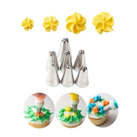Drop Flower Piping Tips Set, 107, 109, 129, 131, 191, 224, 225 Icing Tip, Blooming Beauty for Cakes and Cookies