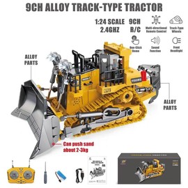 11 channel remote control excavator, RC building toy with metal shovel, light, sound, 2.4GHz, rotation 680 degrees - children's birthday gift:_Dump Trucks