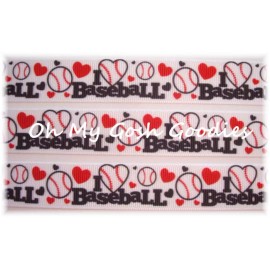 Unbranded 7/8 I LOVE BASEBALL SPORTS TEAM CHEER HEARTS GROSGRAIN RIBBON 4 HAIRBOW BOW