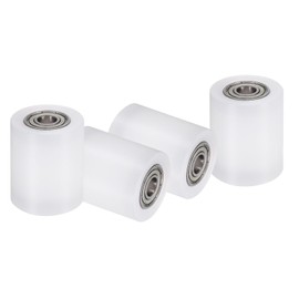 sourcing map 4Pcs Nylon Roller Wheel with Bearings, 3/8" Bore x 1-9/16" Width x 2" Length, CNC Guiding Wheel Flat Belt Idler, Nylon Pulley (White)