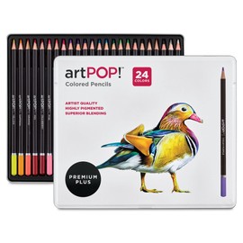 artPOP! Premium Plus Colored Pencils, Set of 24 Colors, Professional Quality, Smooth and Blendable, Break Resistant 3mm Core, Round Shape, Vibrant Colors for Illustration, Doodling, Journals