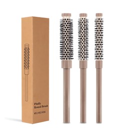 3-teiliges Rundbürsten Set|3/7 1/2 5/8 Inch Haarbürsten mit weichen Naturborsten | Professioneller Föhn- & Lockenstyling-Kamm für Damen & Herren | Kurzhaar, Pony, Ansatz & Glätteffekt