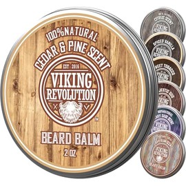 Viking Revolution - Bálsamo para barba, aroma de cedro y pino con aceites de argán y jojoba, estilos, fortalece y suaviza barba y bigotes