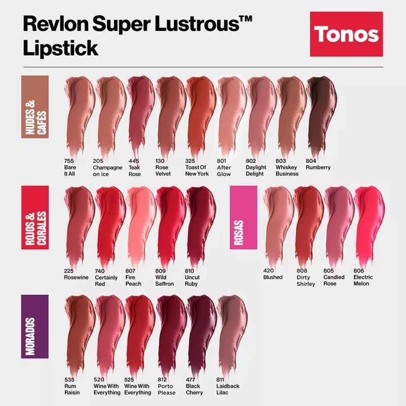 Revlon Lápiz Labial Super Lustrous Lipstick Tono Sassy Mauve Revlon