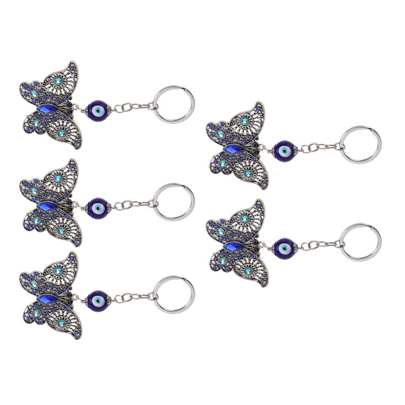 5Pcs Rhinestone Keychain Handcrafted Exquisite Beautiful Shiny Butterfly Shape Evil