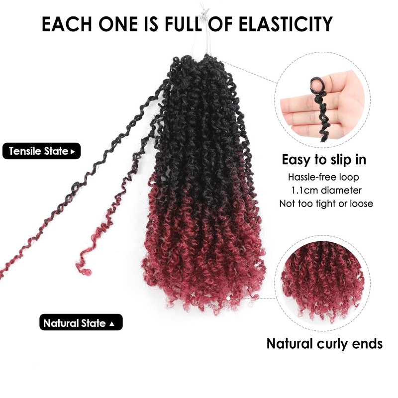 Scanbos Yanky Twist Crochet Hair - (8+10+12 Inch)*3,Total 9 packs
