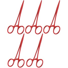 AAProTools 5 Red Color Mosquito Locking Hemostat Forceps Straight 5" Ideal for All Types of Hobby and First Aid Kit