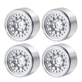Maleonn 4PCS RC Aluminum Alloy 1.0" Beadlock Wheel Rims for 1/24 RC Crawler Car SCX24 Wheels Upgrades Deadbolt AXI90081 AXI00001 AXI00002 Accessories Metal Wheel Hub Set (Silver)