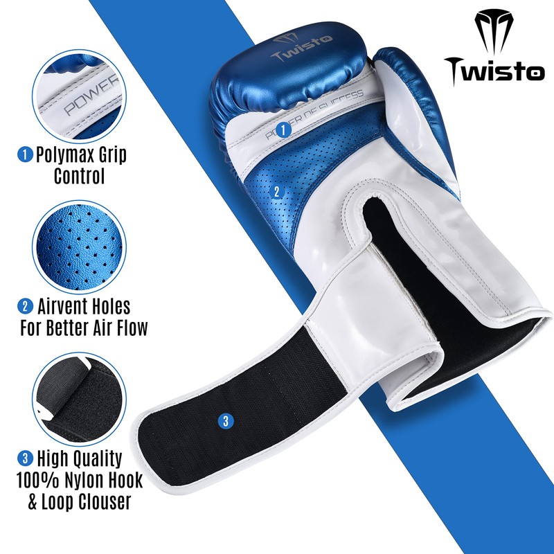 Twisto Boxing Gloves Sparring X7 (14 oz, Metallic Blue)