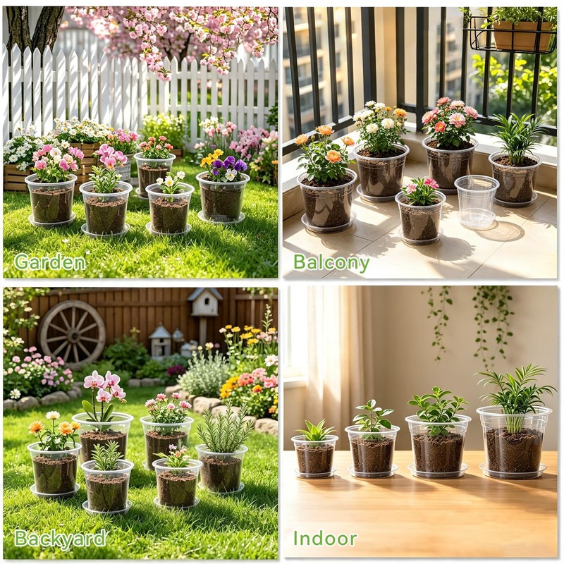 7/6/5/4 Inch Clear Nursery Pots with Drainage Hole 20Pcs,Plastic Plant