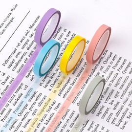 5 Rolls Highlighter Tape Colored Transparent Marking Sticker Removable Fluorescent Neon Tape Annotation Supplies for Teachers Students Reading Home Office, 0.23inch X 16ft