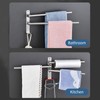 Swivel Out Towel Racks with Hooks 4-Bars Foldable Arms Bath