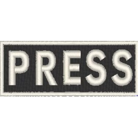 VELCRO® Brand Fastener PRESS Embroidered Patch W/ VELCRO® Brand Fastener Tactical Emblem White Version