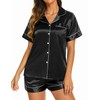 Ekouaer Silk Pajamas Womens Short Sleeve Sleepwear Soft Satin Button