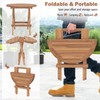 Tangkula Patio Folding Side Table, Teak Wood Round End Table