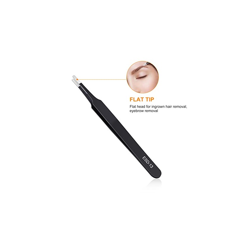 kaverme 9PCS Precision Tweezers Set, Upgraded Anti-Static Stainless Steel