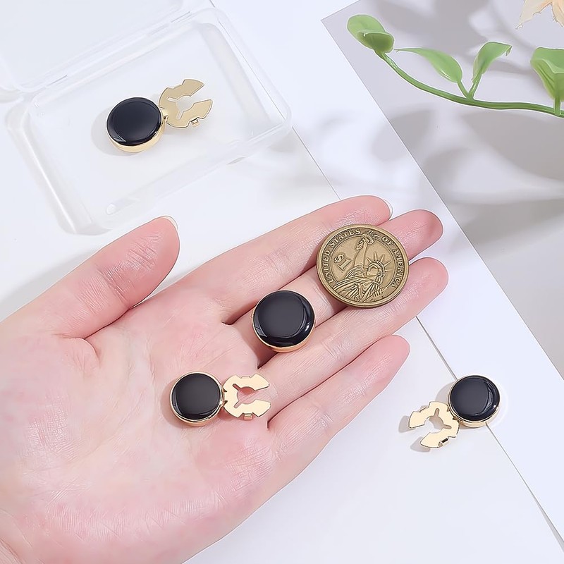 CRAFTYMELODY 4Pcs 2 Size Button Covers for Men's Shirts Flat