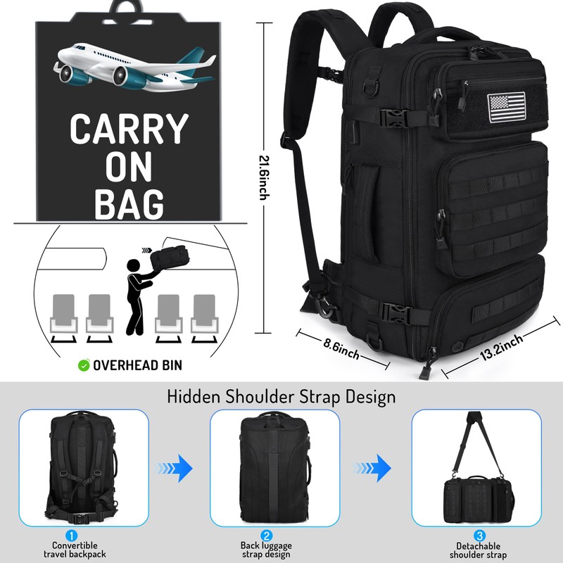MOZETO Travel Backpack for Men 40L TSA Approved Carry On