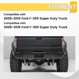 KUAFU Rear Bumper Roll Pan Compatible with 2008-2016 Ford F250 F350 F-250 F-350 Super Duty Truck Steel Electrophoresis Black