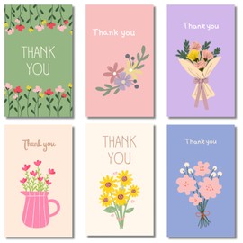 Earth Link Thank You Cards 60 Card Size Thank You Scrapbooking Mini Size Message Floral Flower Bouquet Greetings Flima 6 Types 10 Each