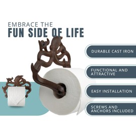 Decorative Cast Iron Octopus Toilet Paper Roll Holder – Wall Mounted Octopus Decor for Bathroom – Kraken, Nautical Bathroom Accessories – Easy to Install with Included Screws and Anchors - Rust Brown