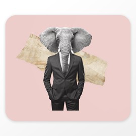 Mauspad, Motiv: Elefant von Wall Street Collage Art, Surrealismus, Business, Rosa (Maße 24 x 20 cm)