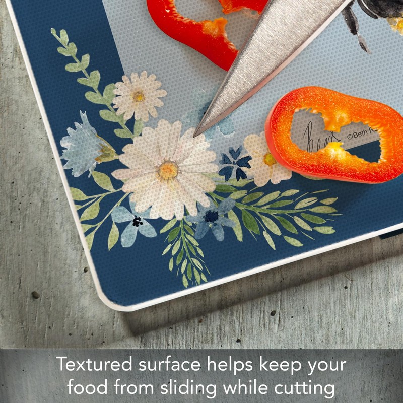 CounterArt Beautiful Bee 3mm Tempered Glass Cutting Board 10” x