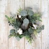 CVHOMEDECO. Rustic Country Artificial Christmas Wreath, Snowy Pine Branch Eucalyptus