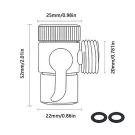 OMIGA Pack of 2 3-Way Diverter Valve Tap Adapter Diverter Valve Shower Diverter Valve for Kitchen Bathroom Shower System for G1/2 M22 X M24 Tap Adapter