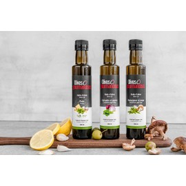 Huile d'olive vierge extra au Pesto, Bouteille en verre foncé de 250 ml, Olives et gourmandises