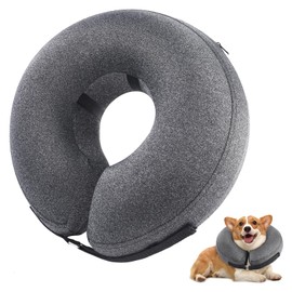 Haoion Dog Cone Collar, Inflatable Recovery Cone After Surgery, Adjustable Blow up Dog Donut Collar, Pet Recovery Collar for Dogs and Cats Size M 8”-12”